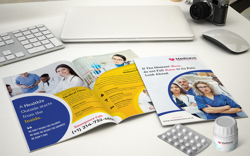 Download Фирменный стиль "Medical Brochure Bifold - Corporate Identity Template" / Medical Brochure Bifold - Corporate Identity Template - Фирменный стиль на тему графика medical,brochure,bifold,hospital,business,a4,minimal,modern,template,analysis,doctors,clinic,print,illustrator,flyer