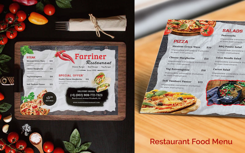 Download Фирменный стиль "Restaurant Food Menu-02 (Landscape) - Corporate Identity Template" / Restaurant Food Menu-02 (Landscape) - Corporate Identity Template - Фирменный стиль на тему графика coffee,shop,menu,food,restaurant,flyer,offers,poster,print,brochure,template,event,elegant,modern,minimal