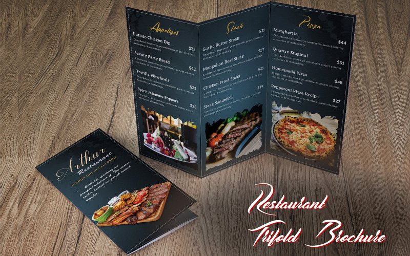 Download Фирменный стиль "Restaurant Food Menu Trifold - Corporate Identity Template" / Restaurant Food Menu Trifold - Corporate Identity Template - Фирменный стиль на тему графика restaurant,hotel,food,menu,order,flyer,brochure,business,trifold,minimal,modern,template,elegant,offers,sale