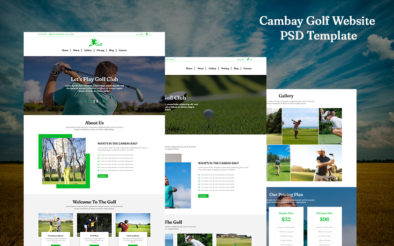 Download PSD шаблон "Golf Website Landing Page PSD Template" / Golf Website Landing Page PSD Template - Адаптивный PSD шаблон на тему спорт athlete,coach,driving range,elementor,golf,golf club,golf course,mini golf,practice range,range,sport pro,sports,trainer,golf website,landing page