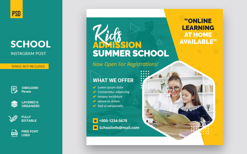 Download Шаблон для соцсетей "Creative Modern Design School Post Social Media Template" / Creative Modern Design School Post Social Media Template - Шаблон для соцсетей на тему графика template,facebook,cover,banner,instagram,instagram post,instagram stories,social media,school,education,back to school,student,children,happy,class,learning,home,child,classroom,kids