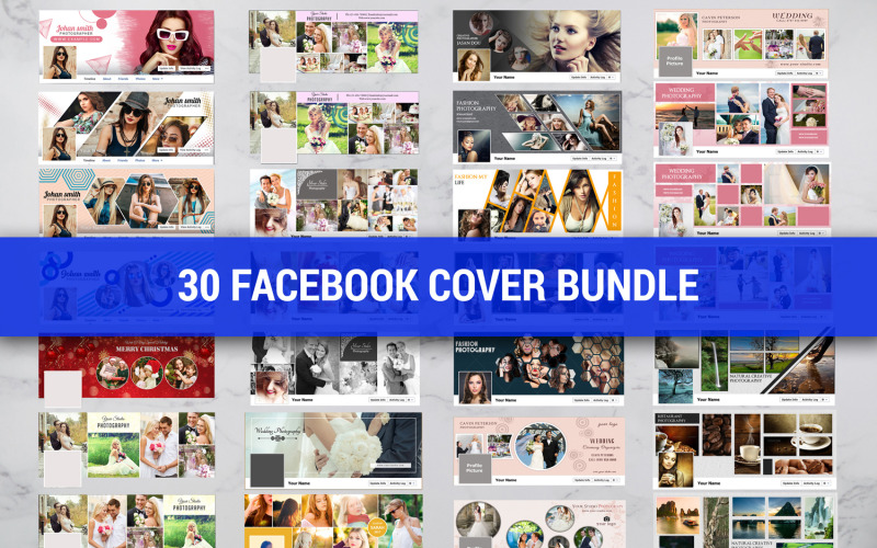 Download Шаблон для соцсетей "Facebook Cover Bundle Social Media Template" / Facebook Cover Bundle Social Media Template - Шаблон для соцсетей на тему графика facebook,cover,bundle,photographer,wedding,photography,marketing,fb,template,photoshop,fashion,psd,social media