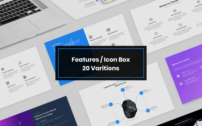 Download UI элементы "20 Features and IconBox Web-UI Kit " / 20 Features and IconBox Web-UI Kit  - UI элементы на тему графика features,iconbox,corporate,elements,widgets,psdtemplate,uikit,uidesign,landingpage,webdesign,website,creative,minimal,cryptocurrency