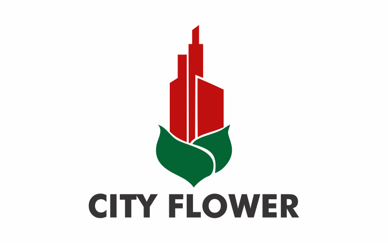 Download Шаблон логотипа "Flower City Logo Template" / Flower City Logo Template - Шаблон логотипа на тему графика flower,city,nature,green,garden,landscape,urban,leaf,flora,colorful,building,cityscape,wild,tree,flowers,house,view,concept,road,color