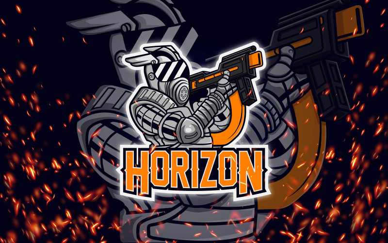 Download Шаблон логотипа "Horizon - Esport  YR Logo Template" / Horizon - Esport  YR Logo Template - Шаблон логотипа на тему графика esport,mascot,logo,team,squad,clan,gaming,gamer,placeit,vector,illustration,horizon,orange,grey
