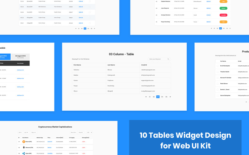 Download UI элементы "10 Tables Widget Design for Web-UI Kit " / 10 Tables Widget Design for Web-UI Kit  - UI элементы на тему графика tables,3column,ecommerce,uicomponents,landingpage,elements,widgets,psdtemplate,uikit,uidesign,webdesign,website,creative,minimal,cryptocurrency