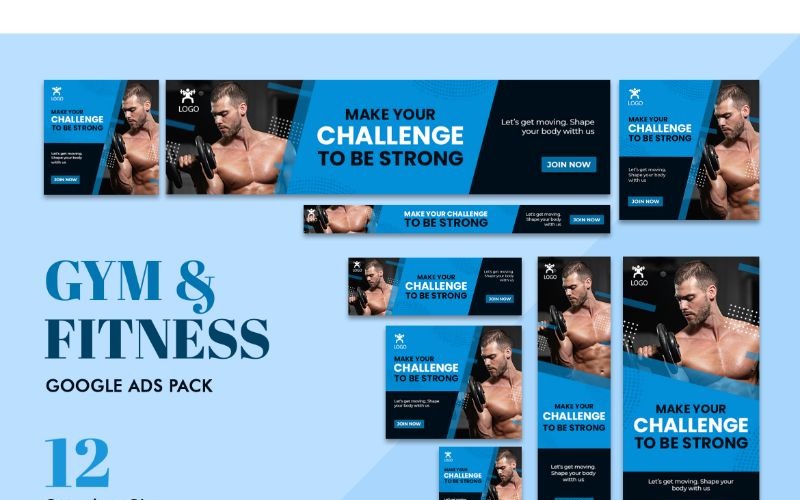 Download UI элементы "GA 15 GYM &amp; Fitness UI Elements" / GA 15 GYM &amp; Fitness UI Elements - UI элементы на тему графика adobe photoshop,ads,banner,brand,business,display,facebook,google,information,instagram,marketing,product,promote,social,media,website