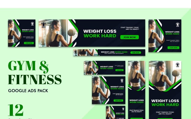 Download UI элементы "GA 16 Gym &amp; Fitness 2 UI Elements" / GA 16 Gym &amp; Fitness 2 UI Elements - UI элементы на тему графика adobe photoshop,ads,banner,brand,business,display,facebook,google,information,instagram,marketing,product,promote,social,media,website