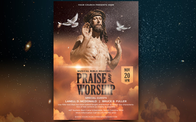 Download Фирменный стиль "Abashed - Church Flyer Design - Corporate Identity Template" / Abashed - Church Flyer Design - Corporate Identity Template - Фирменный стиль на тему графика flyer,a4,poster,church,pastor,conference,meeting,worship,sunday,christ,bible,event,banner,mockup,socialmedia