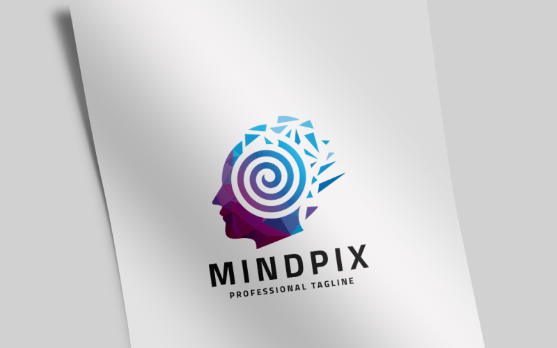 Download Шаблон логотипа "Pixel Human Mind Logo Template" / Pixel Human Mind Logo Template - Шаблон логотипа на тему графика abstract,app,application,colorful,communication network,creative thought,development,digital face,digital head,digital human,digital idea,digital mind,face logo,generation,hi tech,high tech,h