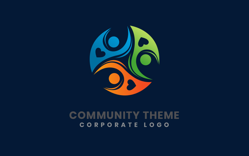 Download Шаблон логотипа "Hearts and People Community Logo Template" / Hearts and People Community Logo Template - Шаблон логотипа на тему графика logo design,logo template,logo,vector,corporate logo,brand,colors,colorful,community,school,team,wellness,coaching,business,abstract,financial,accounting,architecture,law,bank
