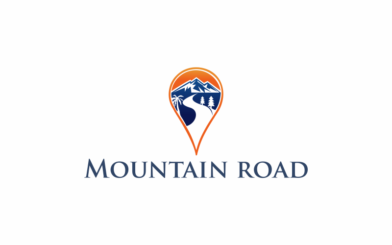 Download Шаблон логотипа "Mountain road Logo Template" / Mountain road Logo Template - Шаблон логотипа на тему графика road,mountain,landscape,travel,nature,forest,summer,tree,transportation,winding,peak,empty,outdoor,tourism,green,grass,beautiful,line,background,snow