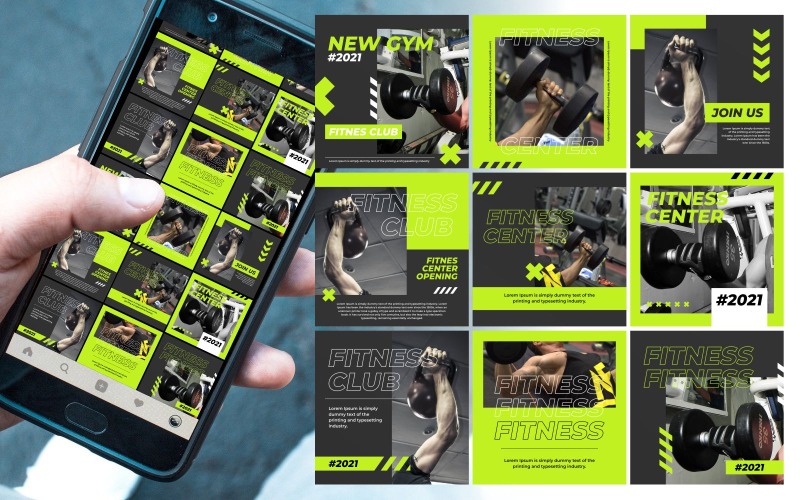 Download Шаблон для соцсетей "Posts For Fitness Center or Others Social Media Template" / Posts For Fitness Center or Others Social Media Template - Шаблон для соцсетей на тему графика post,social,template,banner,modern,set,poster,flyer,brochure,bundle,discount,editable,social media,square,promotion,content,leaflet,network,announcement,sales
