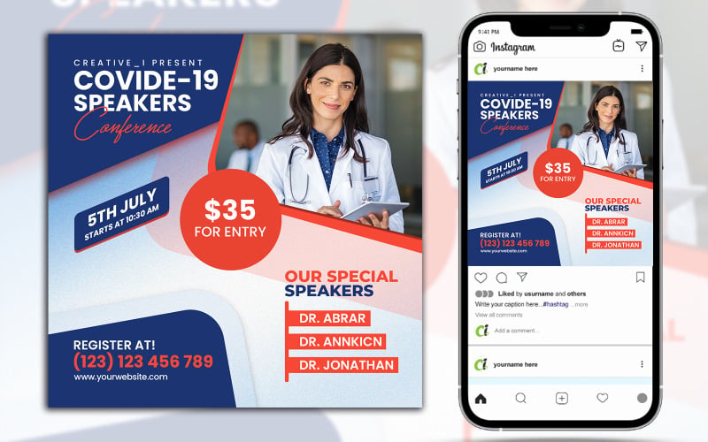 Download Шаблон для соцсетей "Virtual Conference Post Social Media Template" / Virtual Conference Post Social Media Template - Шаблон для соцсетей на тему графика business,business flyer,clinic,dentist,doctor,emergency,facebook,flyer,health,hospital flyer,instagram,medical,medical flyer,multi,multi purpose,multi use,multipurpose,nurse,print ready,promo