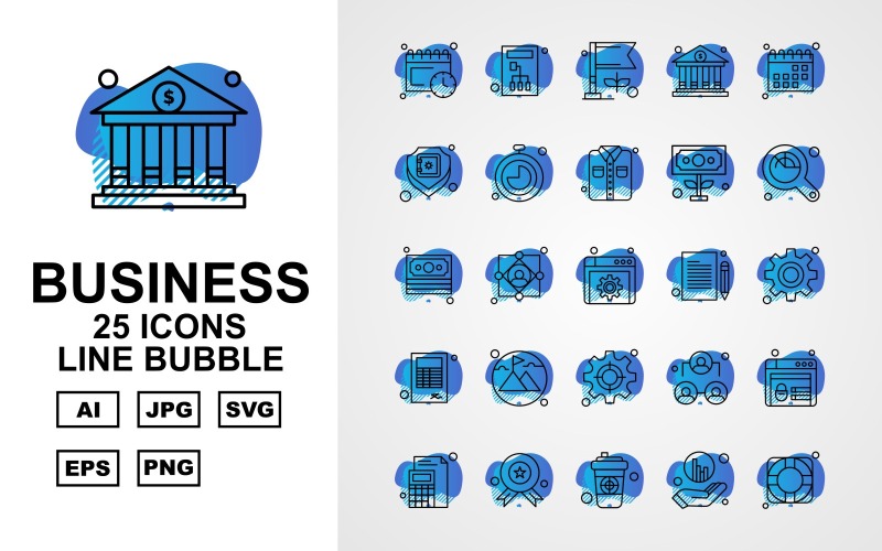 Download Набор иконок "25 Premium Business Line Bubble Iconset" / 25 Premium Business Line Bubble Iconset - Набор иконок на тему business calendar,user,leader,website,award,coffee,graph,target,server,flag,bank,shield,stopwatch,shirt,dollar,magnifying glass,document,setting,book,mountain