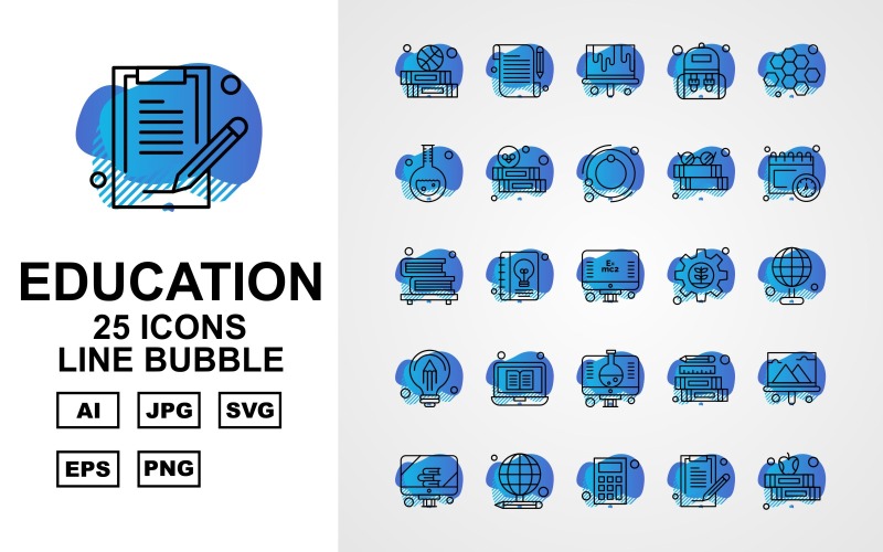 Download Набор иконок "25 Premium Education Line Bubble Iconset" / 25 Premium Education Line Bubble Iconset - Набор иконок на тему science education,study,school,pencil,ruler,chart,presentation,lcd,calculator,math,document,note,report,bag,student,blood,cells,hematology,ecology,reading