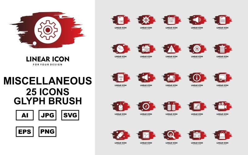 Download Набор иконок "25 Premium Miscellaneous Glyph Brush Iconset" / 25 Premium Miscellaneous Glyph Brush Iconset - Набор иконок на тему data speaker,miscellaneous,camera,usb,gallery,analytics,briefcase,bag,setting,website,document,pie,alert,photo,recycle,delivery,information,wallet,mouse,coin