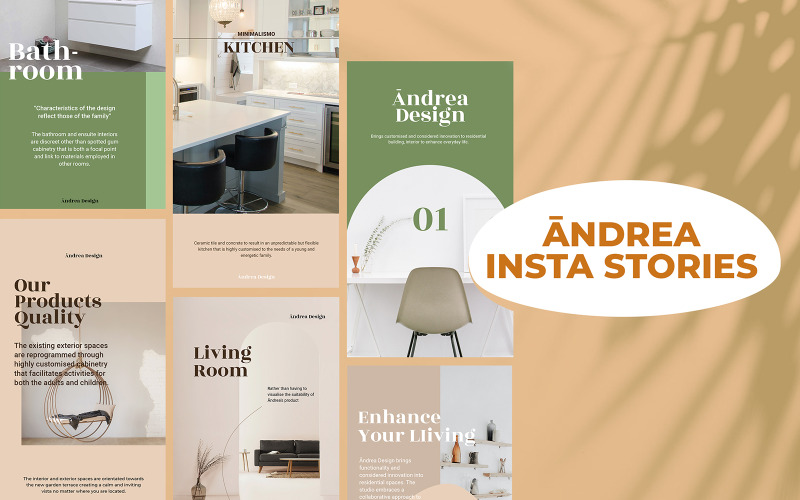 Download Шаблон для соцсетей "Andrea Interior - Insta Stories Social Media Template" / Andrea Interior - Insta Stories Social Media Template - Шаблон для соцсетей на тему графика interior,living room