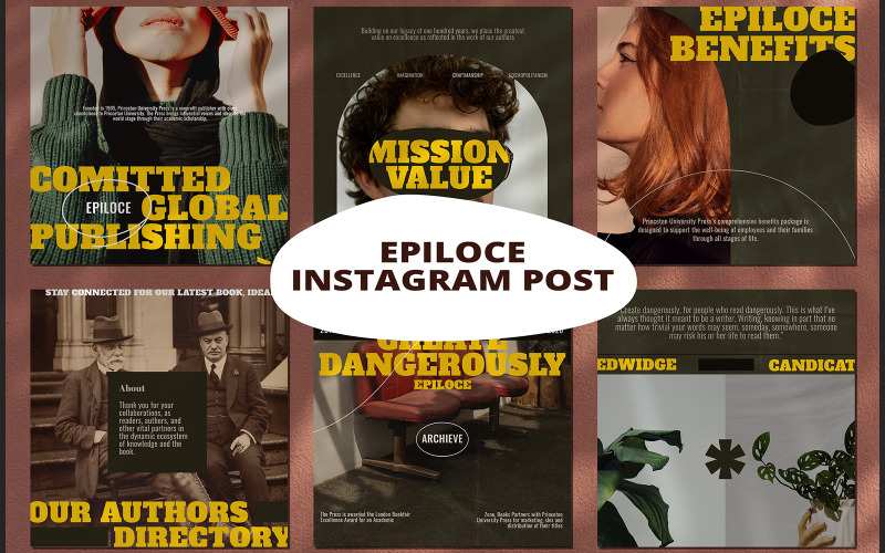 Download Шаблон для соцсетей "Epiloce  -  Instagram Posts Social Media Template" / Epiloce  -  Instagram Posts Social Media Template - Шаблон для соцсетей на тему графика office,vintag,look,fashion,old,rustic