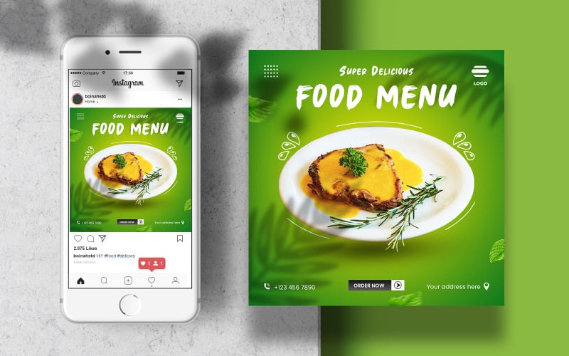 Download Шаблон для соцсетей "Food Instagram Feed Banner Template for Social Media" / Food Instagram Feed Banner Template for Social Media - Шаблон для соцсетей на тему графика instagram template,instagram post,marketing,food,layout,poster,square,feed,menu,social media,restaurant,fast food,templates,food template,instagram feed,foodstuff,banner template,healthy food