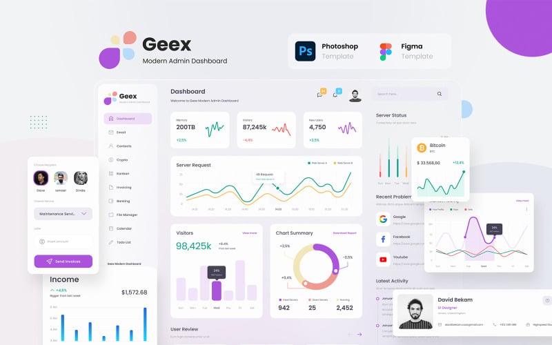 Download UI элементы "Geex - Modern Elegant Admin Dashboard UI Template " / Geex - Modern Elegant Admin Dashboard UI Template  - UI элементы на тему графика geex,friendly dashboard,simple user interface,admin dashboard,dashboard template,admin panel,dashboard for website,company admin website,modern dashboard,dashboard,dashboard for project manag