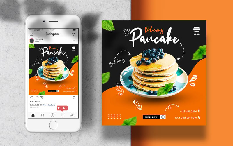 Download Шаблон для соцсетей "Instagram Feed Food Banner Template for Social Media" / Instagram Feed Food Banner Template for Social Media - Шаблон для соцсетей на тему графика instagram template,instagram post,marketing,food,layout,poster,square,feed,menu,social media,restaurant,fast food,templates,food template,instagram feed,foodstuff,banner template,healthy food