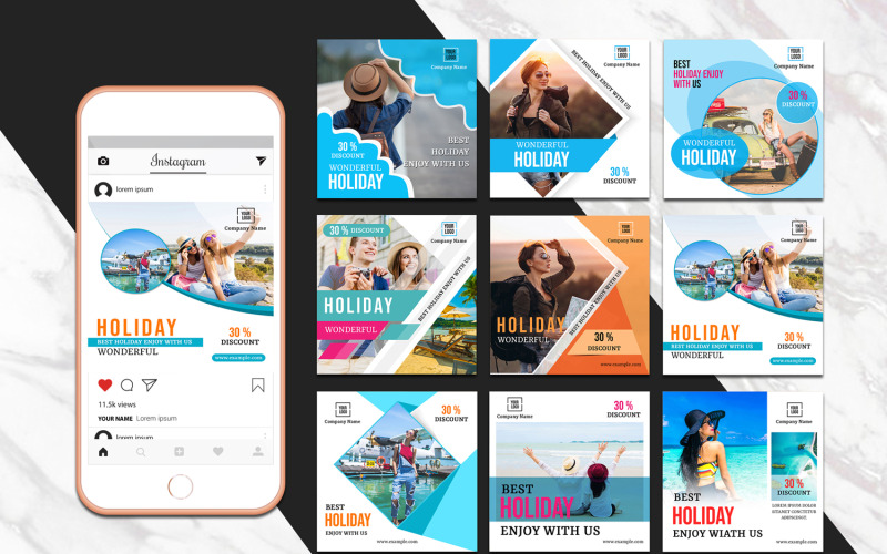 Download Шаблон для соцсетей "Travell Instagram Banner Social Media Template" / Travell Instagram Banner Social Media Template - Шаблон для соцсетей на тему графика travell,instagram,banner,social media,photoshop,square,travel agency,promotion,marketing,advertising,tour