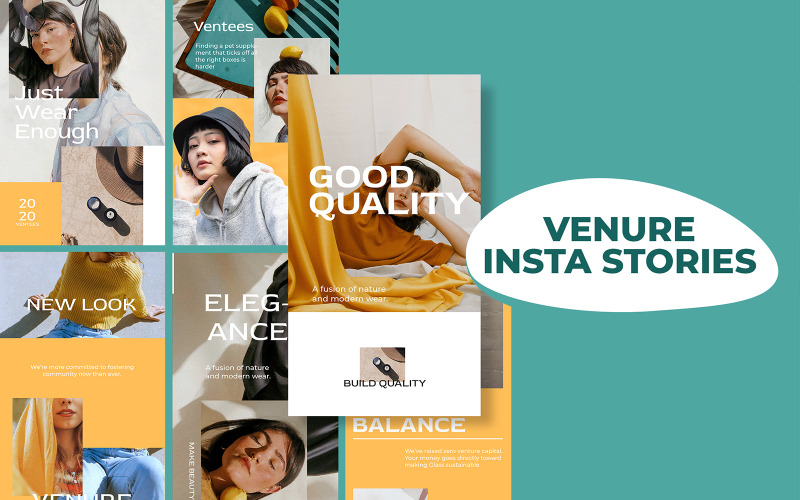 Download Шаблон для соцсетей "Venure Fashion - Insta Stories Social Media Template" / Venure Fashion - Insta Stories Social Media Template - Шаблон для соцсетей на тему графика fashion,sale,good quality,elegant,new look,wear,balance,quality,promo,promotion