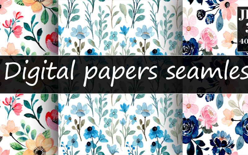 Download Pattern "Seamless  Floral Watercolor Pattern" / Seamless  Floral Watercolor Pattern - Pattern на тему графика pattern,floral,flower,seamless,digital,paper,watercolor,background,foliage,nature,plant,painting,wallpape,r design,motif,fabric,leaves,texture,decoration,illustration