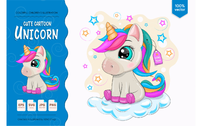 Download Vector "Cartoon Little Unicorn - Vector Image" / Cartoon Little Unicorn - Vector Image - Vector на тему графика unicorn,unicorn clip art,unicorn vector,rainbow unicorn,unicorn pattern,nursery art,fairytale clipart,magical clip art,pegasus,baby shower,little girl,little unicorn,baby unicorn,magic,pink,s