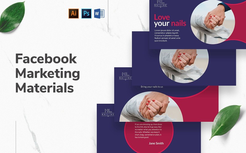 Download Шаблон для соцсетей "Nail Studio Facebook Cover and Post Social Media Template" / Nail Studio Facebook Cover and Post Social Media Template - Шаблон для соцсетей на тему графика facebook graphic design,facebook template editable,facebook template banner,facebook template cover,facebook template design,facebook template examples,facebook branding template,social media