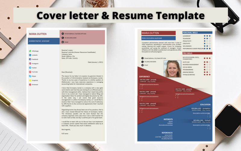 Download Резюме "Professional  No 11 - Red, Blue &amp; White Flag Resume Template" / Professional  No 11 - Red, Blue &amp; White Flag Resume Template - Резюме на тему графика resume template,professional resume,elegant resume,modern resume,docx,word,pptx,powerpoint,easy to edit,easy to print