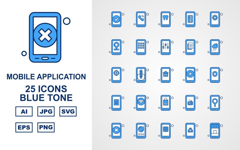 Download Набор иконок "25 Premium Mobile Application Blue Tone Icon Pack Iconset" / 25 Premium Mobile Application Blue Tone Icon Pack Iconset - Набор иконок на тему mobile tick,pencil,radio,location,cross,cd,calculate,google drive,shop,telephone,teeth,credit card,setting,menu,tunning,document,cloudy,target,house,add