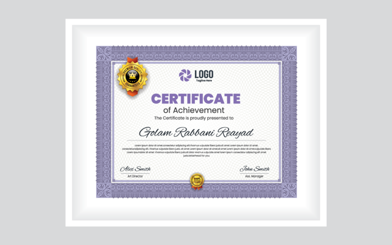 Download Шаблон сертификата "Border Certificate" / Border Certificate - Шаблон сертификата на тему графика all,black,blue,both side,both side design,bundle,business card,creative,design,desinger,fluer,graphic,green,landscape,logo,modern,official,pack,package,packaging
