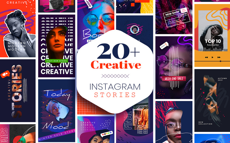 Download Шаблон для соцсетей "Creative Instagram Stories" / Creative Instagram Stories - Шаблон для соцсетей на тему графика creative,instagram,stories,template,promotions,blue,multi,purpose,modern,templates,story,insta,pack,business,offer,promotion