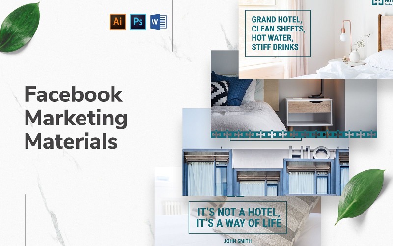 Download Шаблон для соцсетей "Hotel Facebook Cover and Post" / Hotel Facebook Cover and Post - Шаблон для соцсетей на тему графика facebook graphic design,facebook template editable,facebook template banner,facebook template cover,facebook template design,facebook template examples,facebook branding template,social media