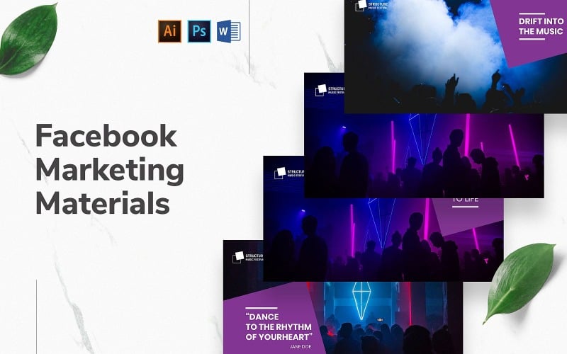 Download Шаблон для соцсетей "Music Festival Facebook Cover and Post" / Music Festival Facebook Cover and Post - Шаблон для соцсетей на тему графика facebook graphic design,facebook template editable,facebook template banner,facebook template cover,facebook template design,facebook template examples,facebook branding template,social media
