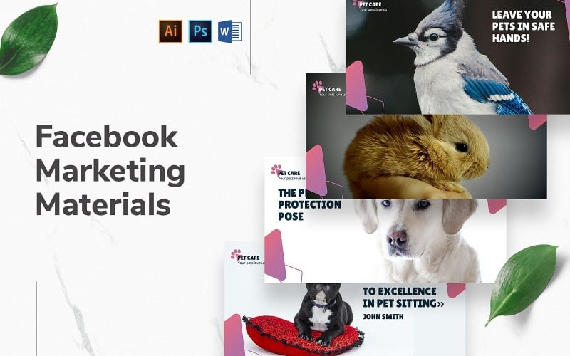 Download Шаблон для соцсетей "Pet Grooming Care Facebook Cover and Post" / Pet Grooming Care Facebook Cover and Post - Шаблон для соцсетей на тему графика facebook graphic design,facebook template editable,facebook template banner,facebook template cover,facebook template design,facebook template examples,facebook branding template,social media