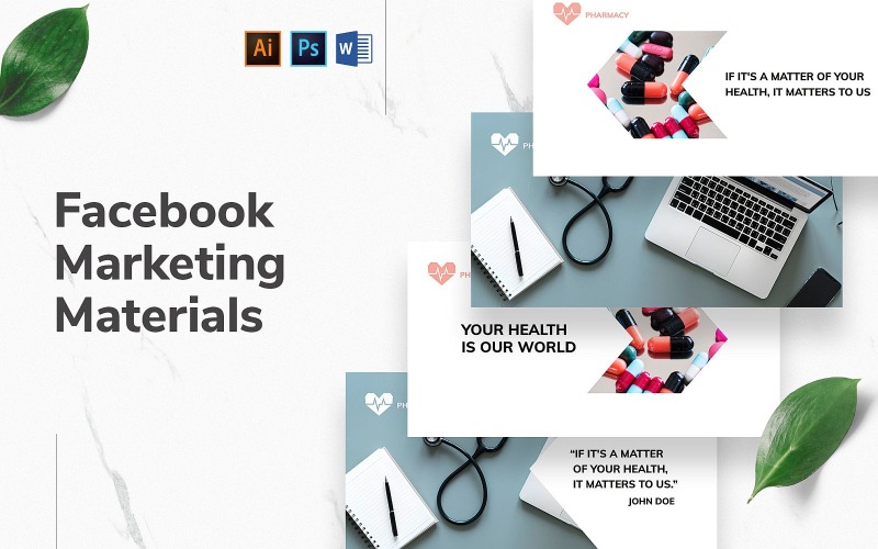 Download Шаблон для соцсетей "Pharmacy Facebook Cover and Post" / Pharmacy Facebook Cover and Post - Шаблон для соцсетей на тему графика facebook graphic design,facebook template editable,facebook template banner,facebook template cover,facebook template design,facebook template examples,facebook branding template,social media