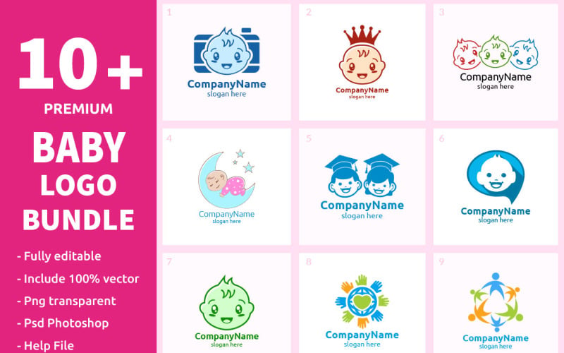 Download Шаблон логотипа "10+ Baby Logo Bundle" / 10+ Baby Logo Bundle - Шаблон логотипа на тему графика baby,babies,babyshop,child,children,kids,youth,shop,store,toy,blog,ecommerce,photography,camera,photo,kid,logo,fun,happy,cute