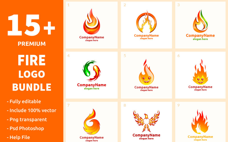 Download Шаблон логотипа "15+ Fire Logo Bundle" / 15+ Fire Logo Bundle - Шаблон логотипа на тему графика plumbing,gas,power,media,health,flaming,bonfire,energy,icon,vector,heat,burn,firefighters,logo,fire,light,illustration,hot,abstract,flame