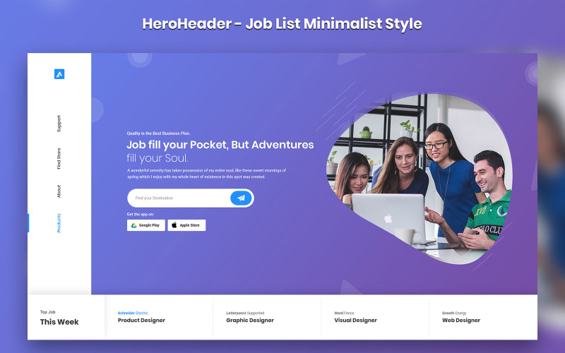 Download UI элементы "HeroHeader for Job List Websites UI Elements" / HeroHeader for Job List Websites UI Elements - UI элементы на тему графика agency,studio,presentation,heroheader,landing,page,landingpage,psdtemplate,uidesign,website,saas,dashboard,creative,design,job,portal,list