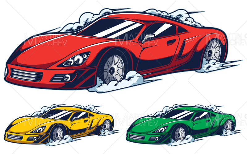 Download Иллюстрация "Race Car Mascot" / Race Car Mascot - Иллюстрация на тему графика sport,car,high speed,auto,speed,mascot,symbol,red,yellow,green,fast,street,race,rush,smoke,sedan,design,wheel,vehicle,automobile