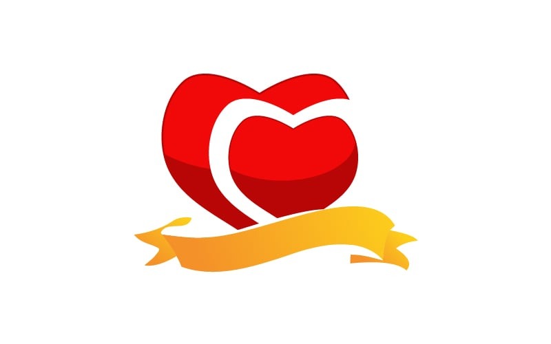 Download Шаблон логотипа "Two Heart and Ribbon Logo Template" / Two Heart and Ribbon Logo Template - Шаблон логотипа на тему графика two,ribbon,hearth,love,sign,symbol,vector,template,logo,business,brand,name,graphic,design,care,service