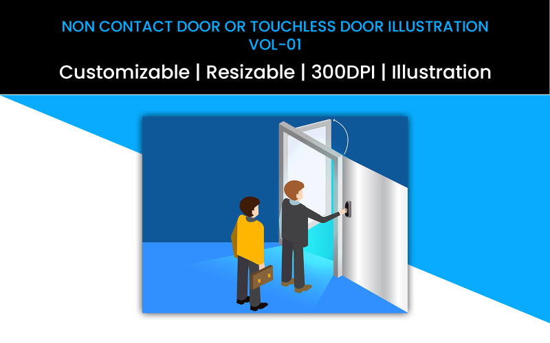 Download Иллюстрация "Non Contact Door or Touchless Door  Concept" / Non Contact Door or Touchless Door  Concept - Иллюстрация на тему графика biometric,door,digital,entrance,access,authentication,wave to open door,radio frequency identification,safe,safety,illustration,resizable,flat,security gates,technology,contact free,electroni