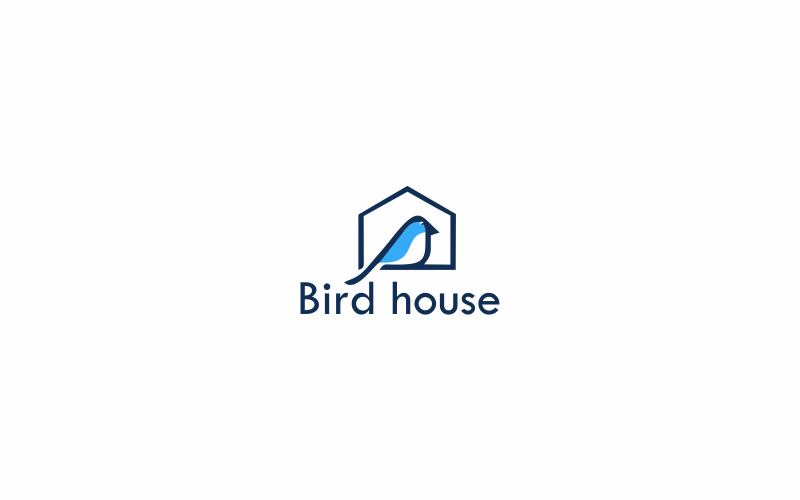 Download Шаблон логотипа "Bird House Logo Template" / Bird House Logo Template - Шаблон логотипа на тему графика bird,nature,house,birdhouse,home,spring,animal,nest,illustration,wooden,isolated,blue,natural,wild,outdoors,yellow,red,food,graphic,color