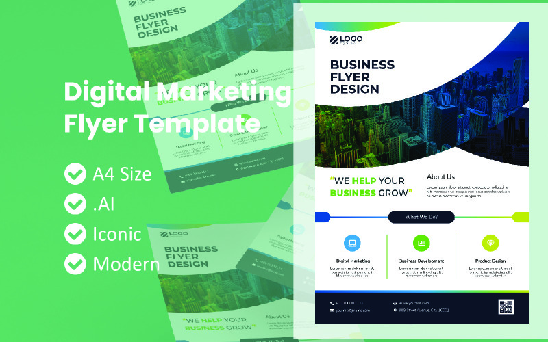 Download Фирменный стиль "Digital Marketing Business Flyer" / Digital Marketing Business Flyer - Фирменный стиль на тему графика flyer template,flyer business,print template,advertising,promotion flyer,brochure template,flyer mockup,flyer bundle template