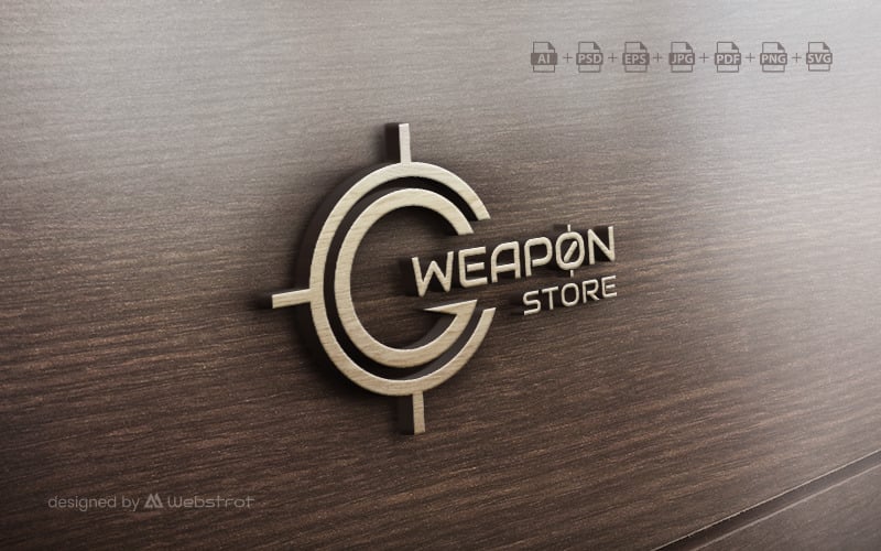 Download Шаблон логотипа "Weapon Store Logo" / Weapon Store Logo - Шаблон логотипа на тему графика gun,battle,force,gear,ghost,military,paintball,shield,shoot,skirmish,skull,squad,tactical,team,weapon,store,shop,gunstore,gaming,pubg