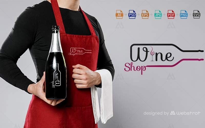 Download Шаблон логотипа "Wine Shop Logo" / Wine Shop Logo - Шаблон логотипа на тему графика alchohol,cheese,wine,classic,cooking,drinking,eating,entertainment,food,modern,tasting,winery,rum,wisky,drink,drunk,liquid,red,winelogo,glass