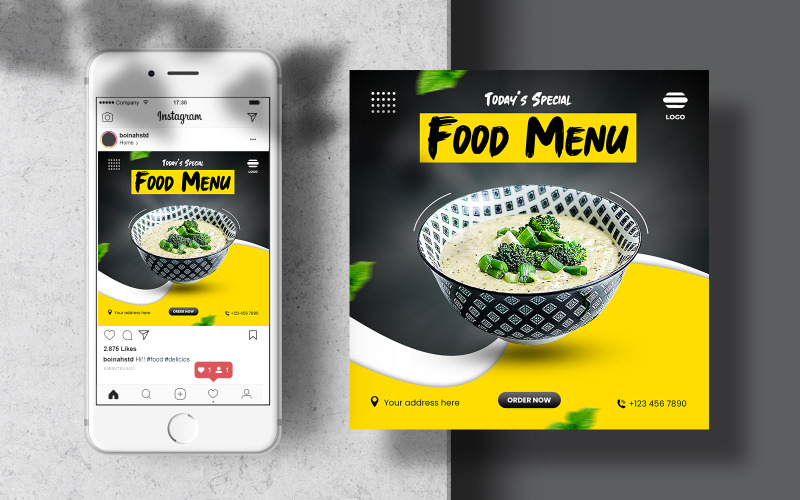 Download Шаблон для соцсетей "Culinary Food Instagram Post Template for Social Media" / Culinary Food Instagram Post Template for Social Media - Шаблон для соцсетей на тему графика instagram template,instagram post,marketing,food,layout,poster,square,feed,menu,social media,restaurant,fast food,templates,food template,instagram feed,foodstuff,banner template,healthy food